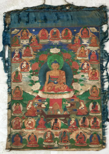 An Antique Tibetan Thangka of Buddha Shakyamuni