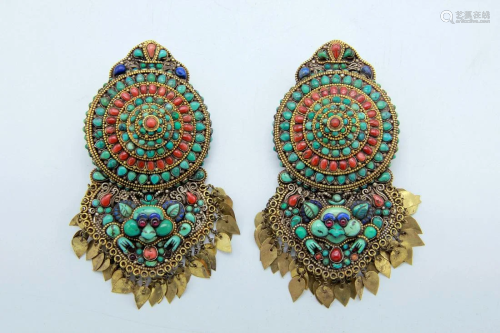 Tibetan Earrings with Kirtimukha Face