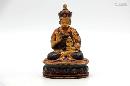 A Wood Figure of Karmapa