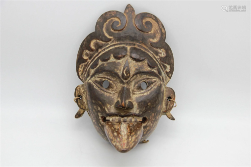 Antique Wood Mask of Kali Mother