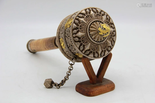 Antique Tibetan Silver Prayer Wheel