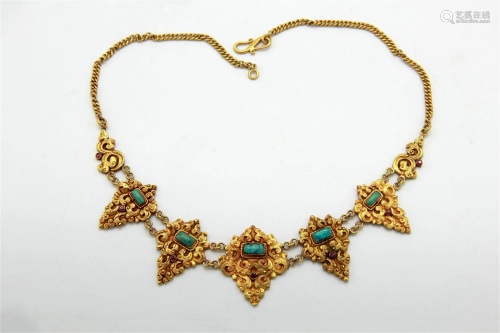A 24k Gold & Turquoise Necklace