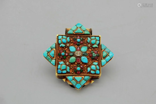 Antique Tibetan Amulet Gold Gau Box