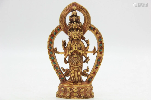 A Gold Figure of Bodhisattva Avalokiteshvara