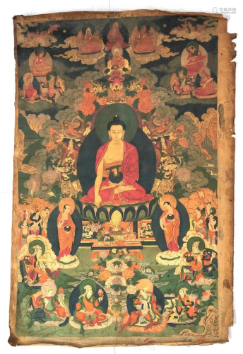 An Antique Thangka of Buddha Shakyamuni