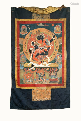 Antique Applique thangka of Mahamaya Buddhist Deity