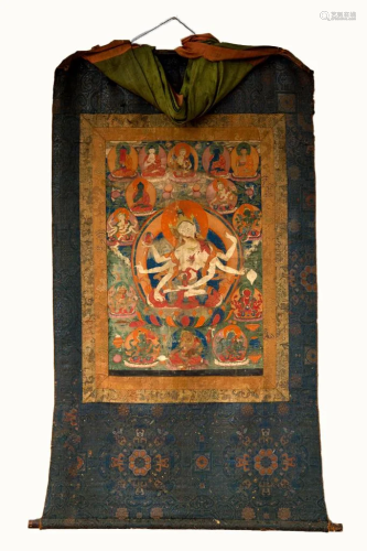 A Thangka of Ushnishavijaya, Tibet, ca 18th century