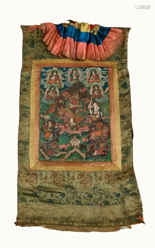 An Antique Tibetan Thangka of Buddhist Tsiu Marpo