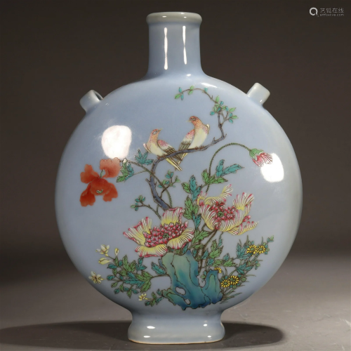 A Famille-Rose Clair-De-Lune-Glazed 'Flower& Bird&#...