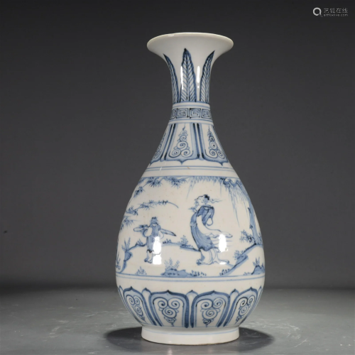 A Blue And White 'Story' Yuhuchun Vase