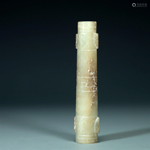 A Gaogu White Jade Ritual Item, Cong