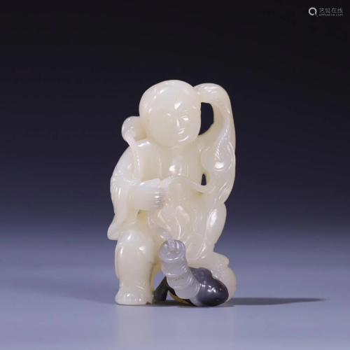 A Hetian Jade 'Liu Hai Playing With A Toad' Decora...