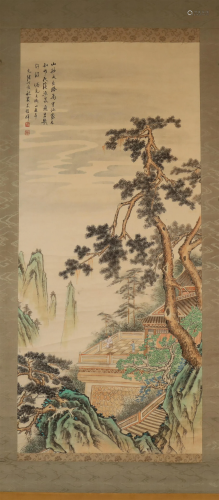 A Wonderful Landscape& Attic Figure Scroll Painting By W...