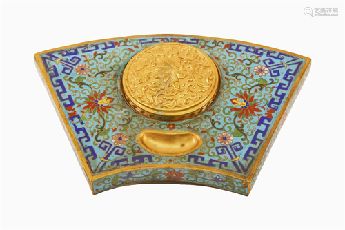 A Cloisonne 'Scrolling Lotus' Inkstone