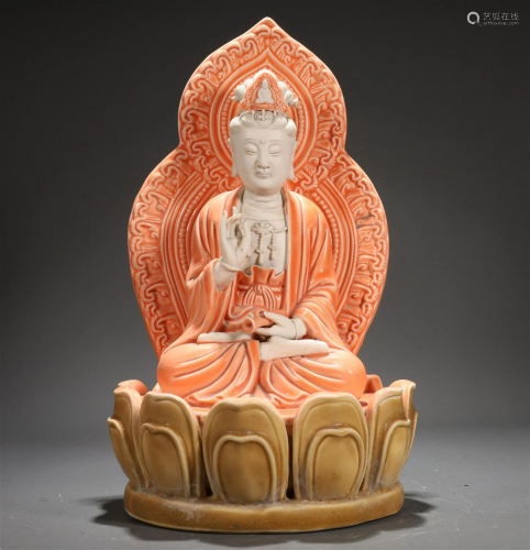A Blanc-De-Chine Painted Figure Of Guanyin
