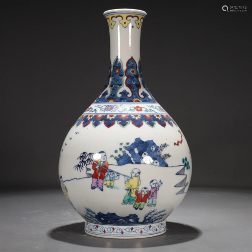 A Blue And White Doucai 'Boys At Play' Vase