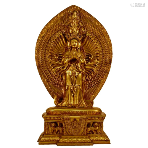 A Gilt-Bronze Figure Of Thousand-Armed Avalokiteshvara With ...