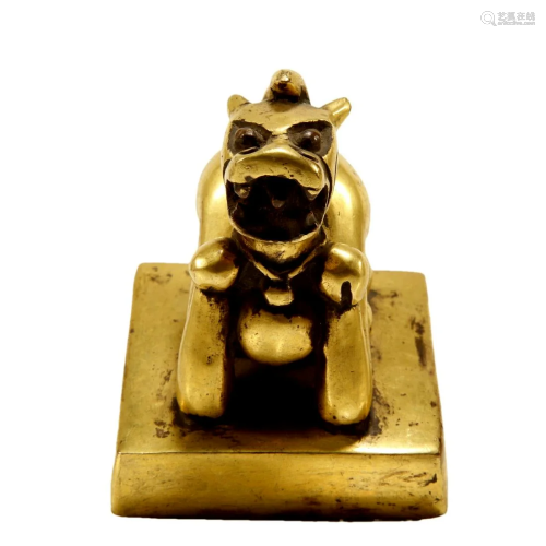 A Gilt-Bronze 'Unicorn' Seal
