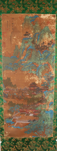 A Lovely Landscape& Attic Silk Scroll Painting By LiuGua...