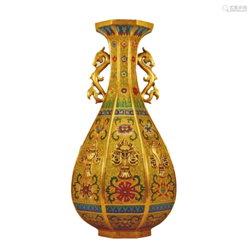 A Cloisonne 'Weapons Of The Eight Immortals' Vase