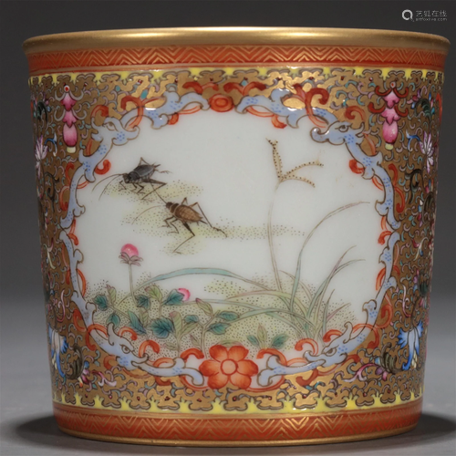 An Enamel-Painted Golden-Ground 'Insect& Flower...