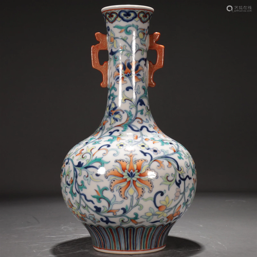 A Blue And White Doucai 'Scrolling Flower' Vase