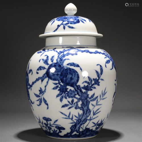 A Blue And White 'Lingzhi& Peach' Jar And Cove...