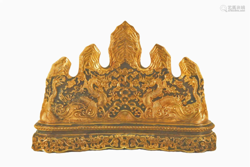 A Gilt-Bronze 'Dragon' Brushrest