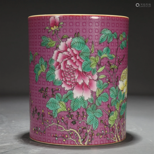 A Magnificent Ruby-Glazed Famille-Rose 'Flower' Br...