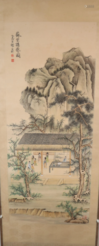 A Fine Sutang Lecture Art Scroll Painting By XieZhiLiu Made