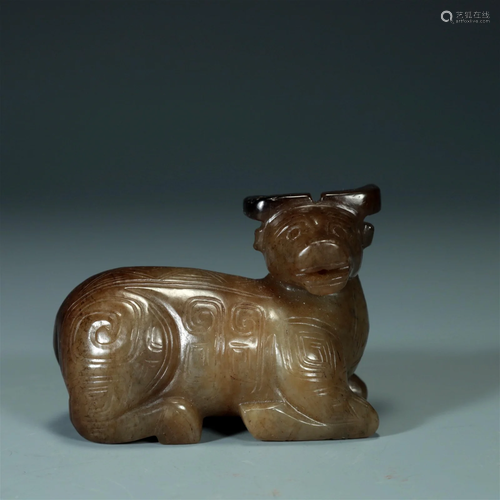 A Gaogu White Jade Buffalo