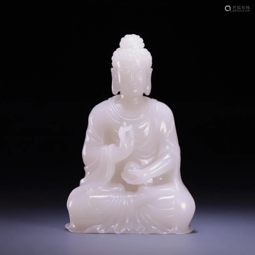 A Hetian Jade Figure Of Buddha Shakyamuni