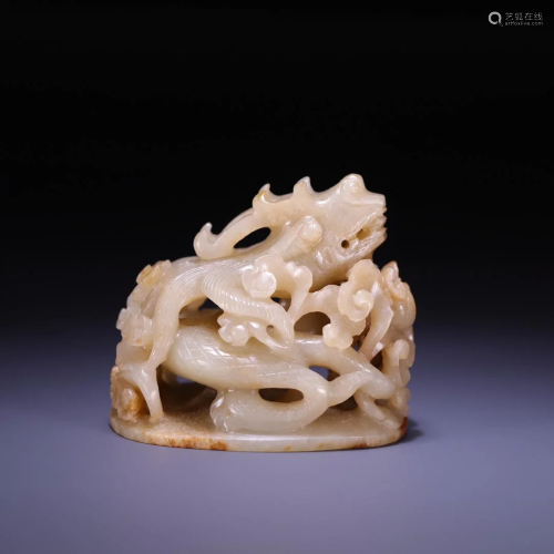 A Hetian Jade 'Dragon' Censer-Top Decoration