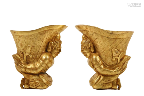 A Pair Of Gilt-Bronze 'Figure' Cups