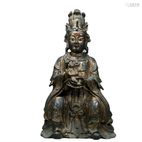 A Gilt-Bronze Figure Of Guanyin