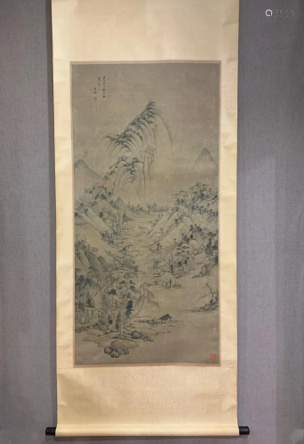 A Chinese Ink Painting Hanging Scroll By Wang Jian
