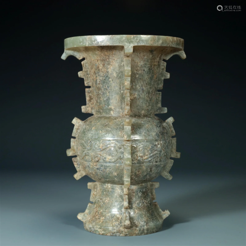 A Gaogu Celadon Jade Vase