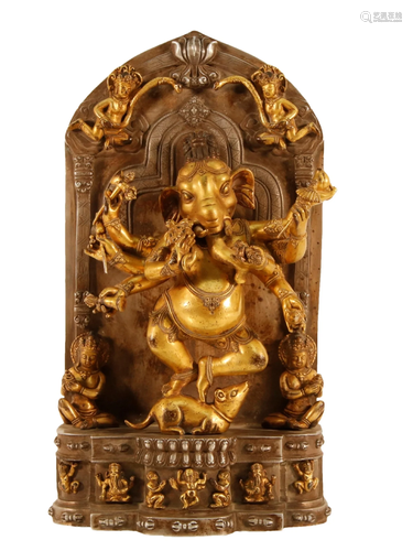 A Gilt-Silver Figure Of Jambhala With Inscriptions