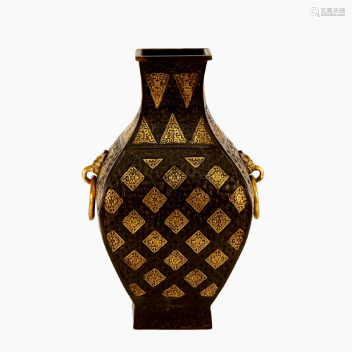 A Gilt-Bronze Ruyi Vase