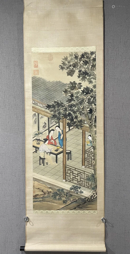 A Chinese Ink Painting Hanging Scroll By Leng Mei