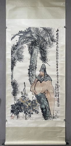A Chinese Ink Painting Hanging Scroll By Wang Zhen