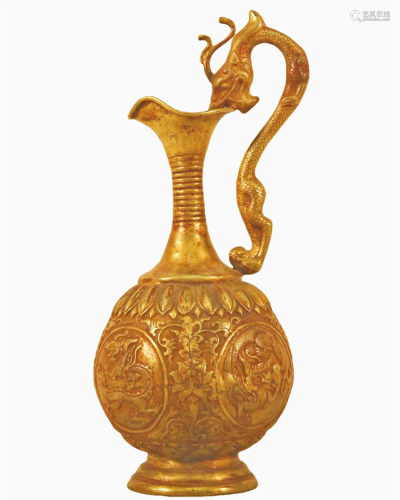 A Gilt-Bronze 'Flower& Dragon' Ewer