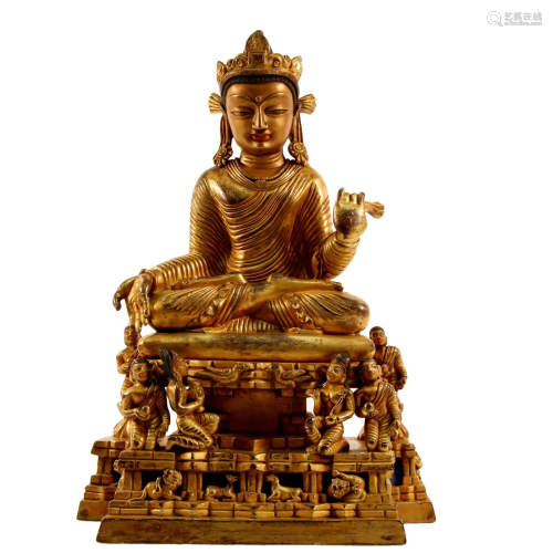 A Gilt Bronze Figure Of Bodhisattva