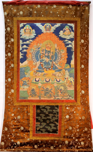 A meticulous Tibetan Zhongkui the Ghost Buster Thangka