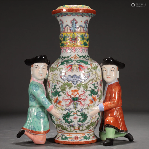 A Famille-Rose 'Scrolling Flower& Figure' Deco...