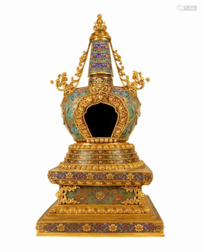 A Cloisonne 'Scrolling Lotus' Buddhist Shrine