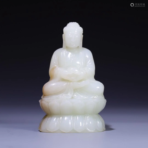 A Hetian Jade Figure Of Buddha Shakyamuni