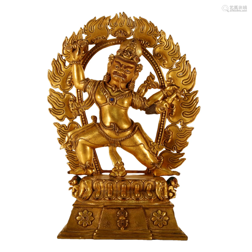 A Gilt-Bronze Figure Of Vajrapani