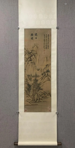 A Chinese Ink Painting Hanging Scroll By Tang Yin