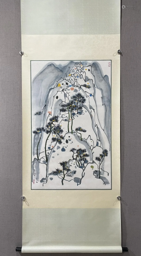 A Chinese Ink Painting Hanging Scroll By Wu Guanzhong